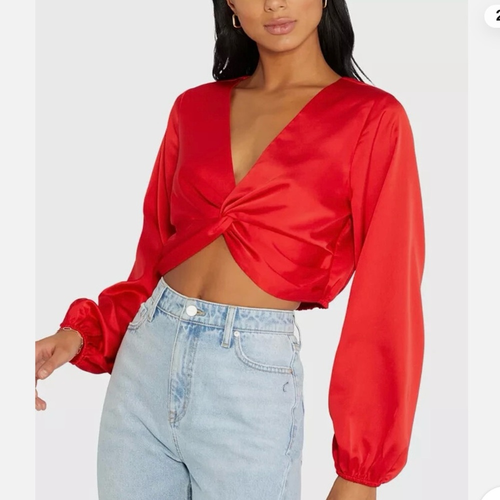NWT Sanctuary Vivid Red Twist-Front Blouse Red Small